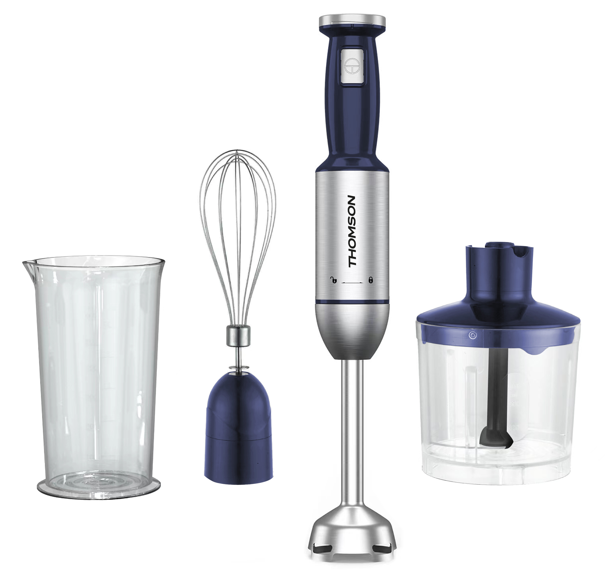 BRAS MIXEUR INOX/BATTEUR+ BOL(600ml)/ HACHOIR(500ml), 800W ROUGE*